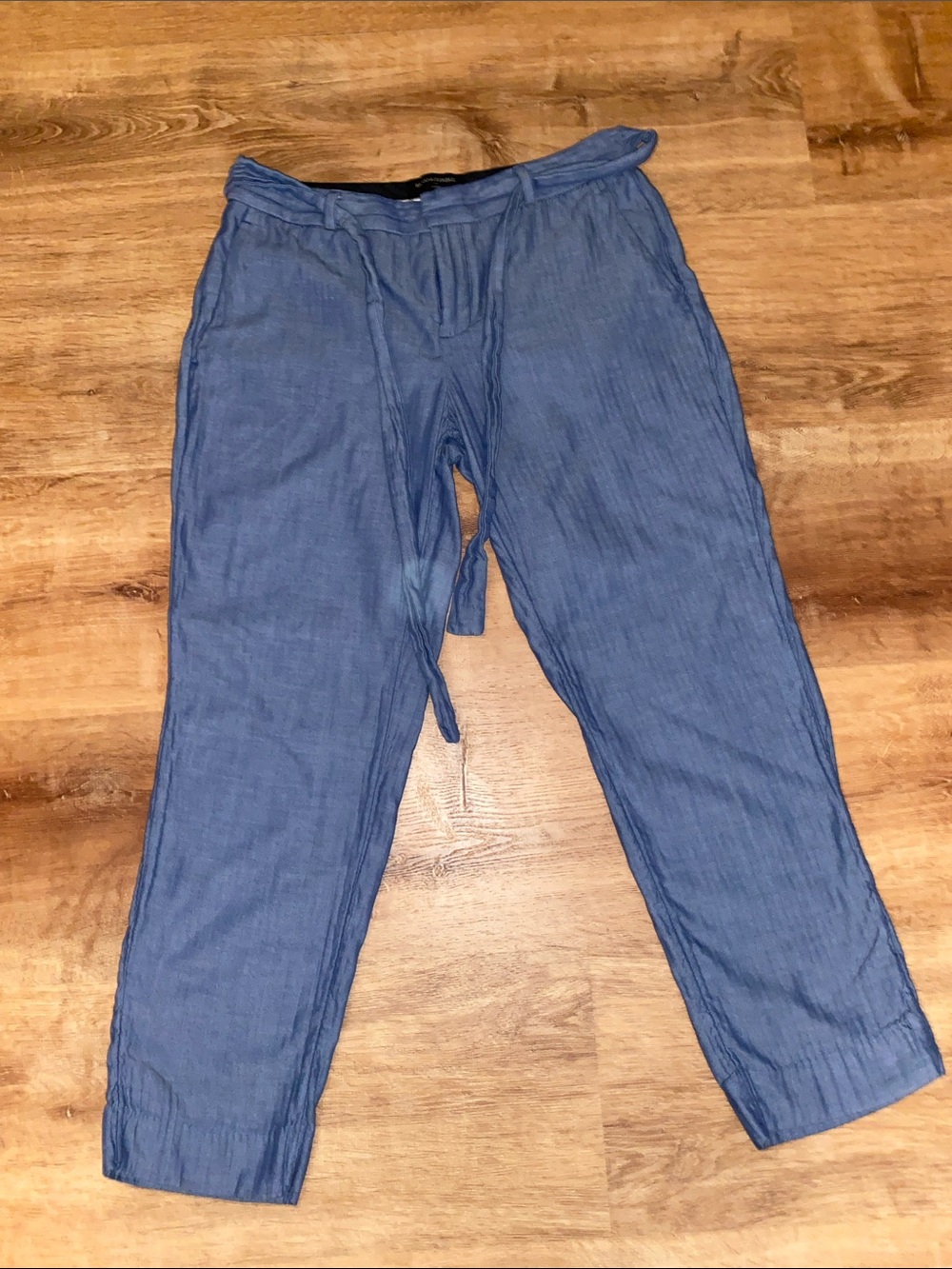 Banana Republic Womens Cotton Light Blue Faux Belted Pants size 6